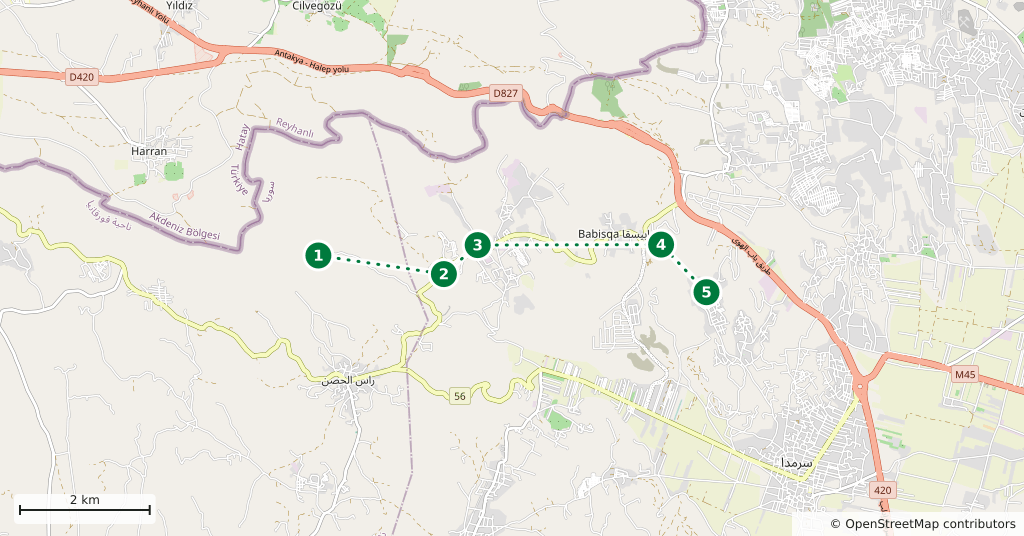 The route on a map