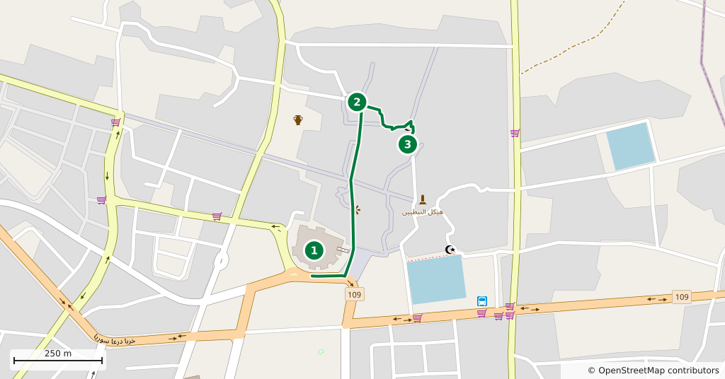 The route on a map