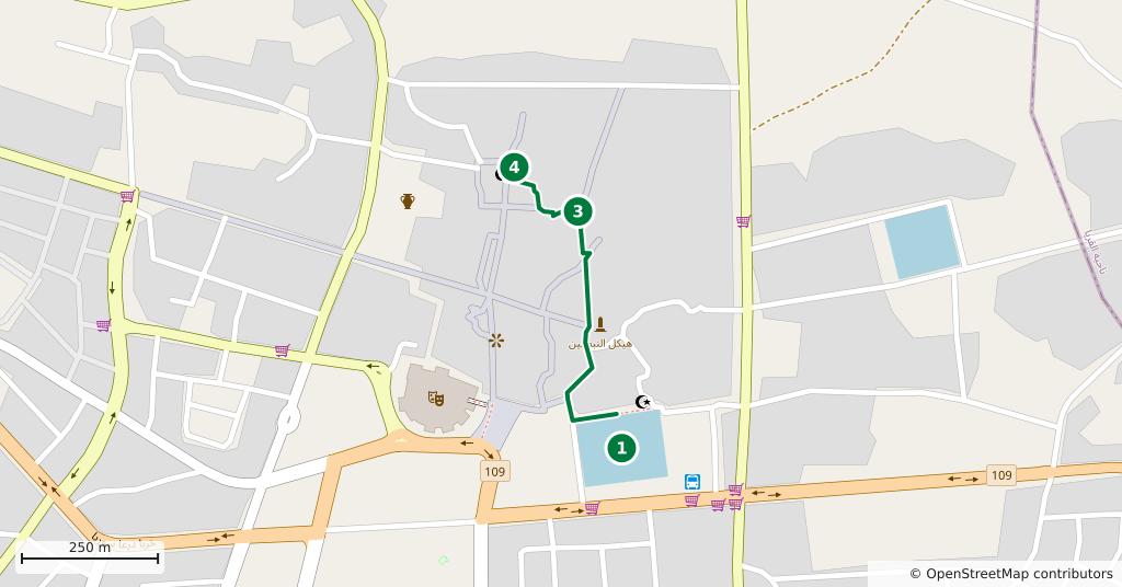 The route on a map