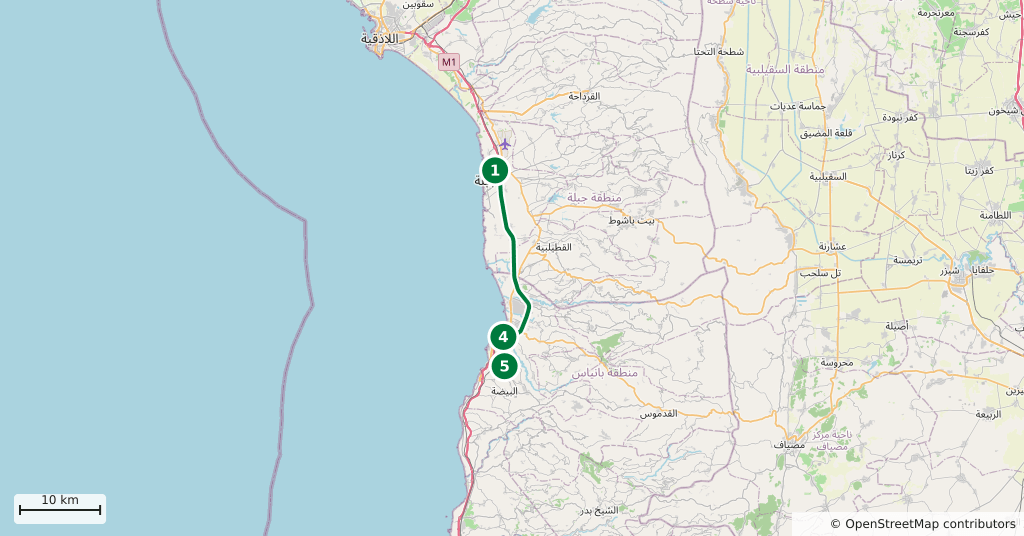 The route on a map