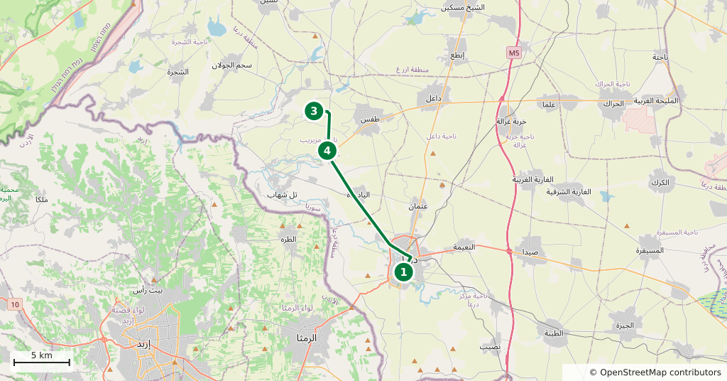 The route on a map