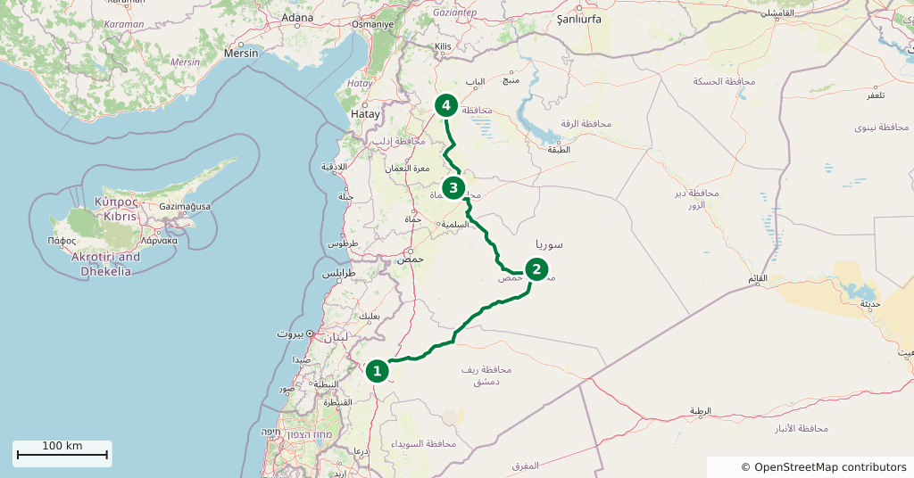 The route on a map