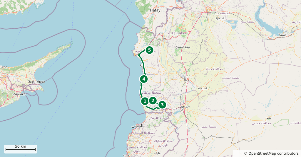 The route on a map