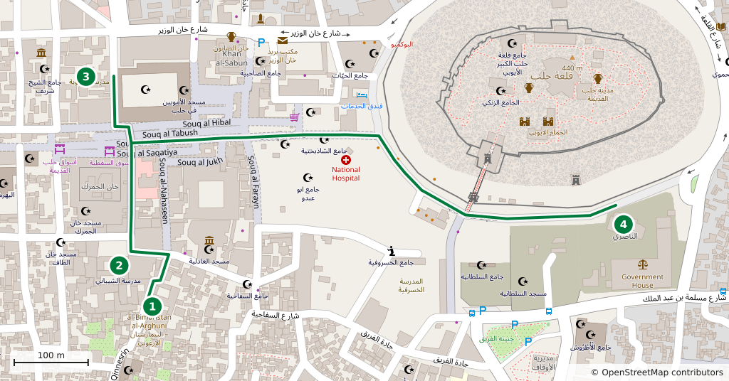 The route on a map