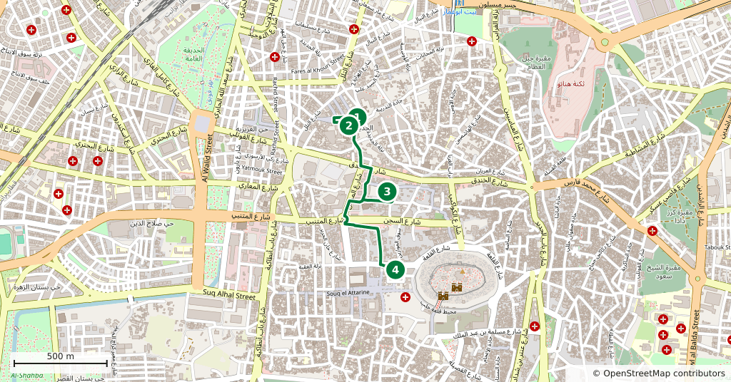 The route on a map