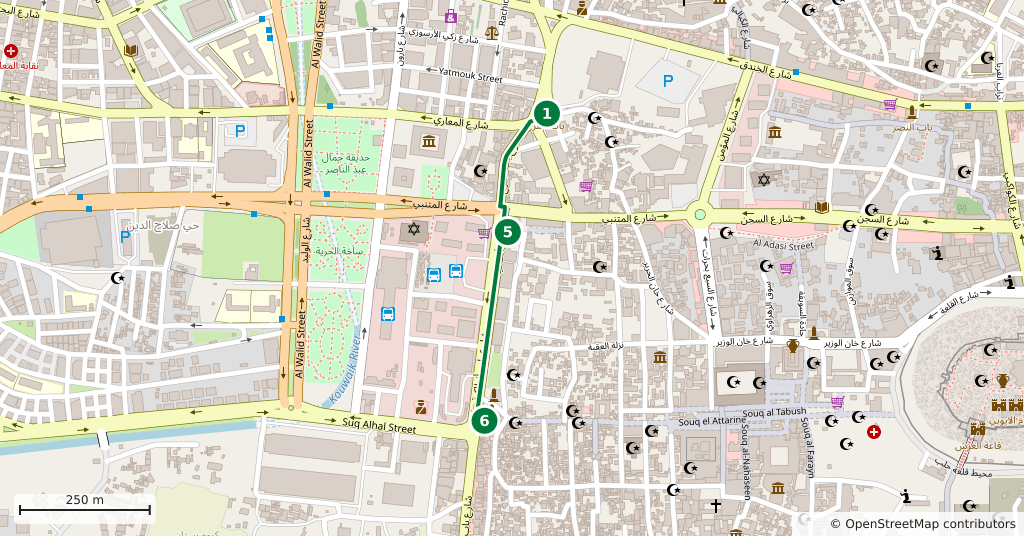 The route on a map