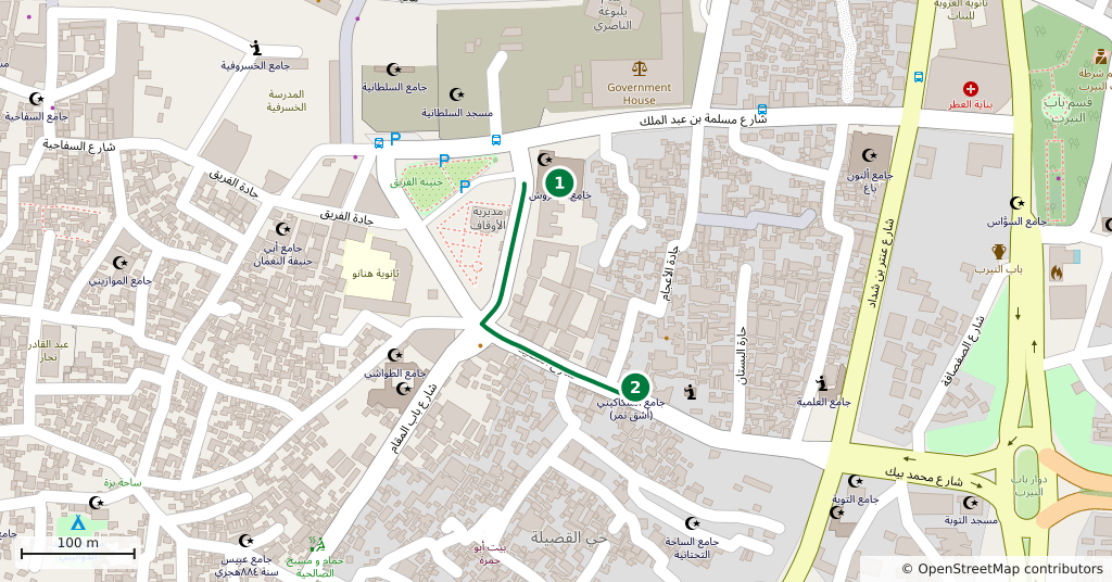 The route on a map