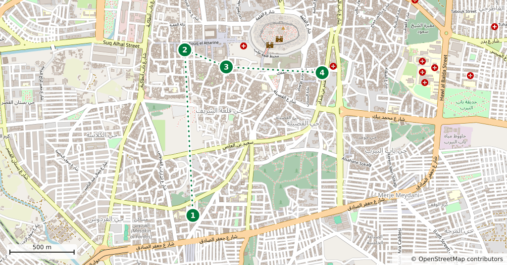 The route on a map