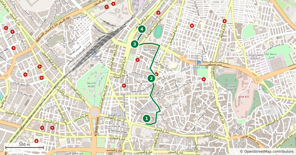 The route on a map