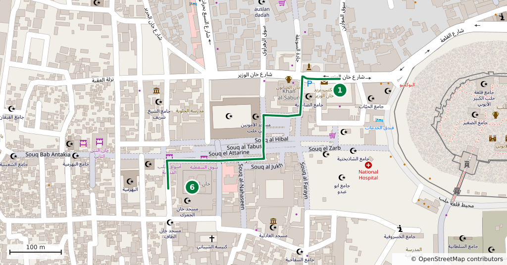 The route on a map