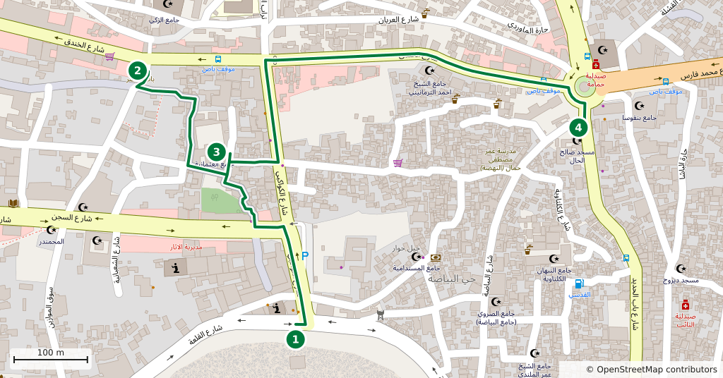 The route on a map