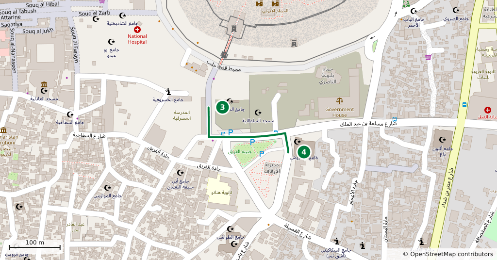 The route on a map
