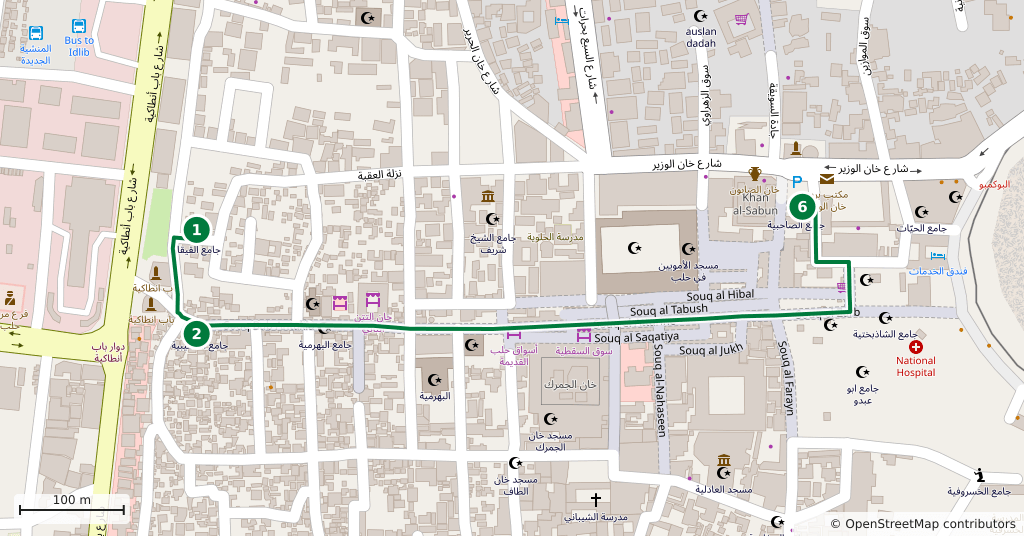 The route on a map