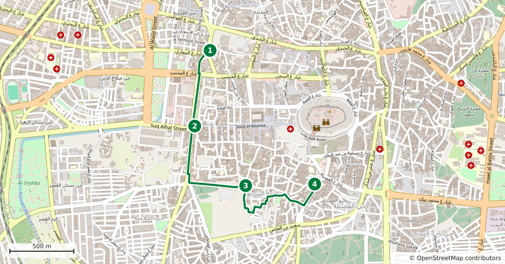 The route on a map