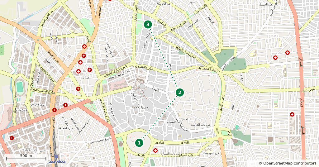 The route on a map
