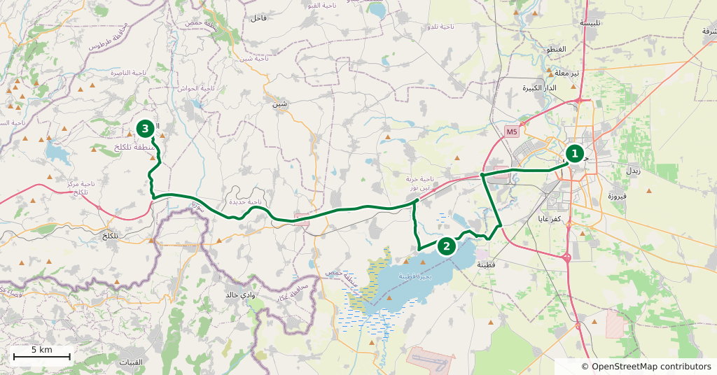 The route on a map