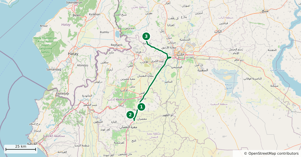 The route on a map