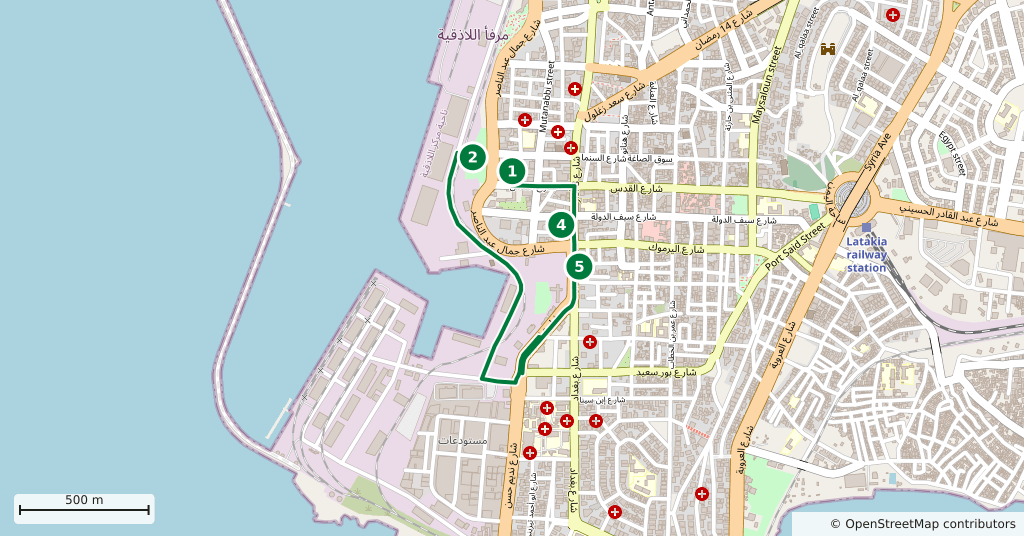 The route on a map