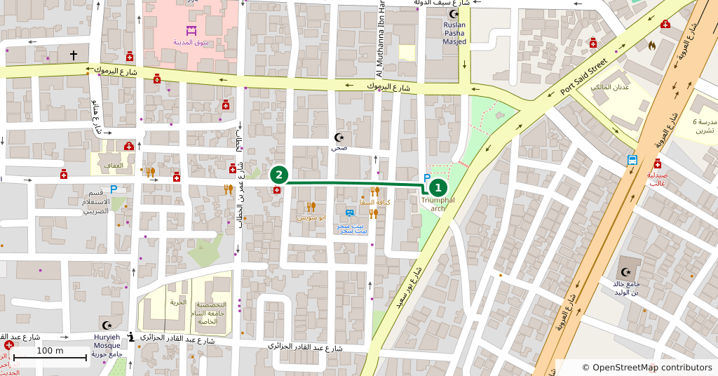The route on a map