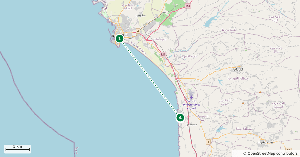 The route on a map