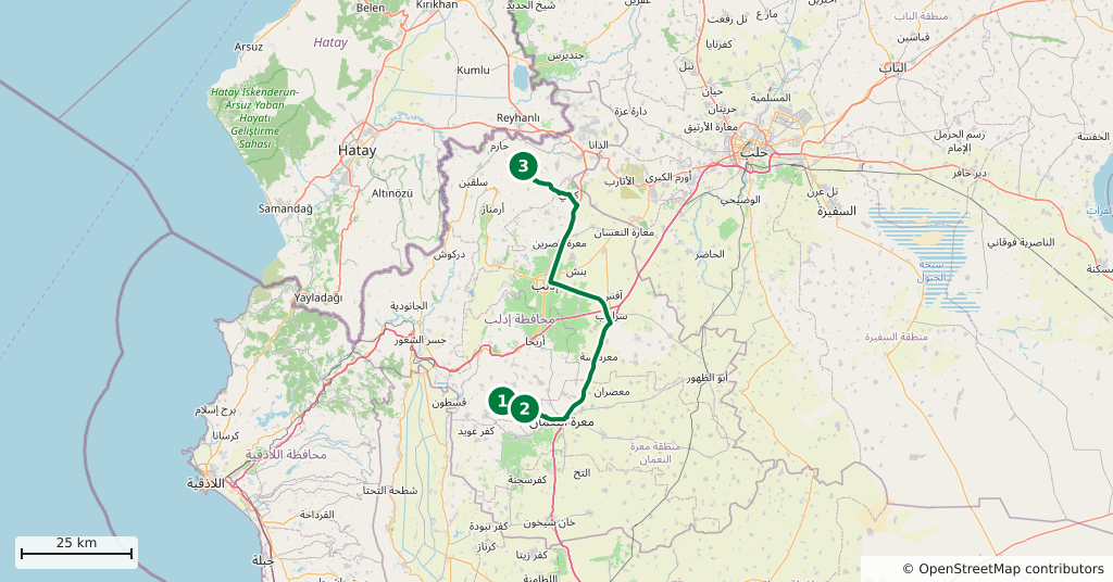 The route on a map