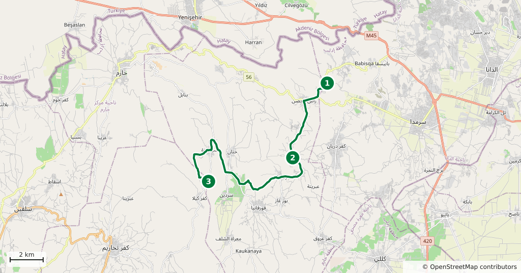 The route on a map