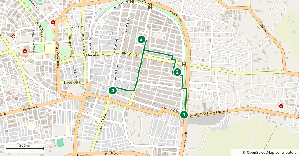 The route on a map