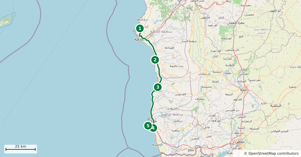 The route on a map