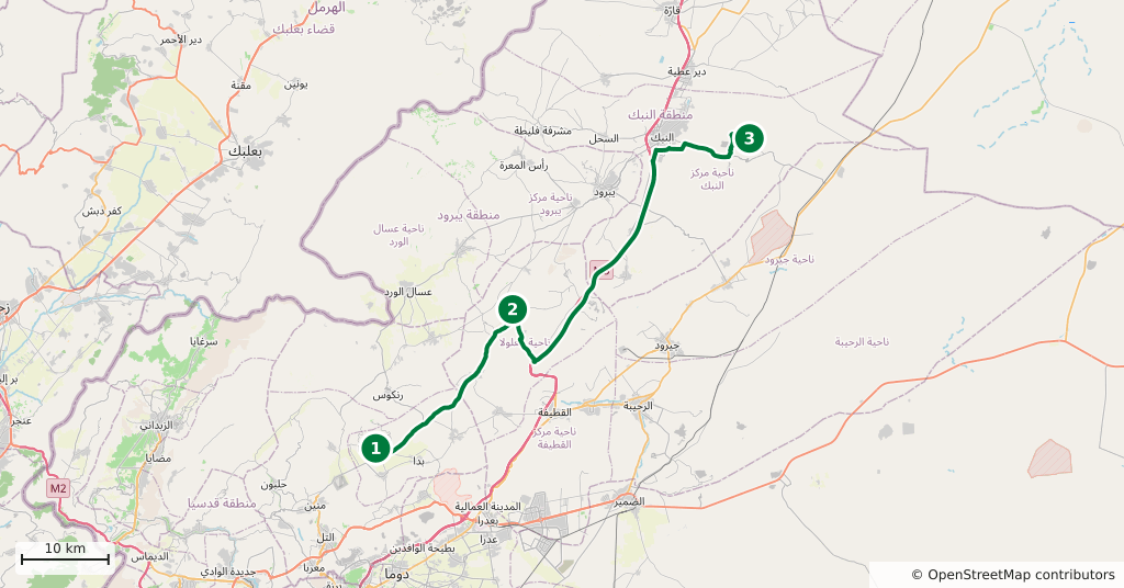 The route on a map