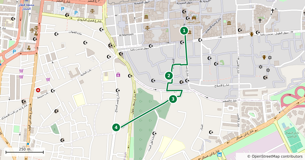 The route on a map