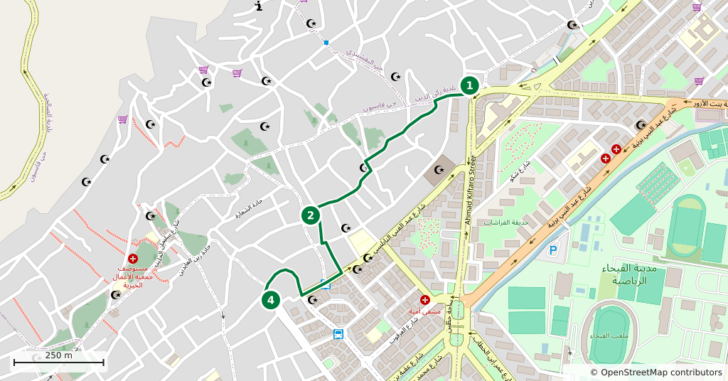 The route on a map