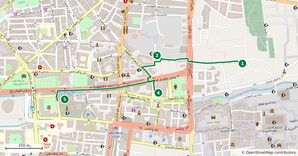 The route on a map