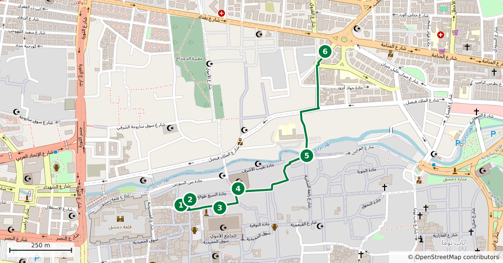 The route on a map