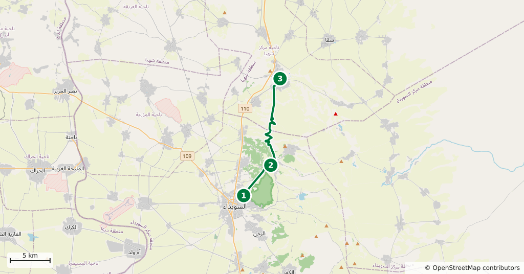 The route on a map