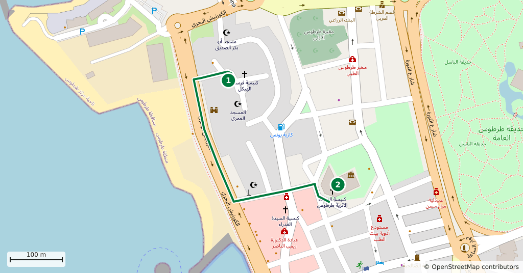 The route on a map